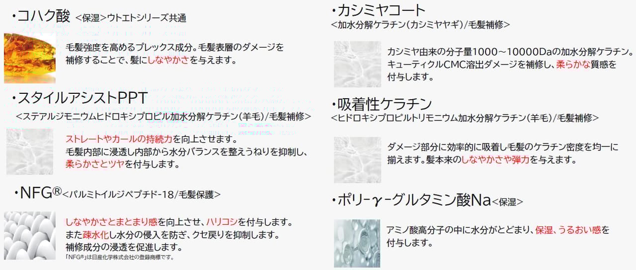 厳選の美髪成分でうるおいや弾力に多角的にアプローチ