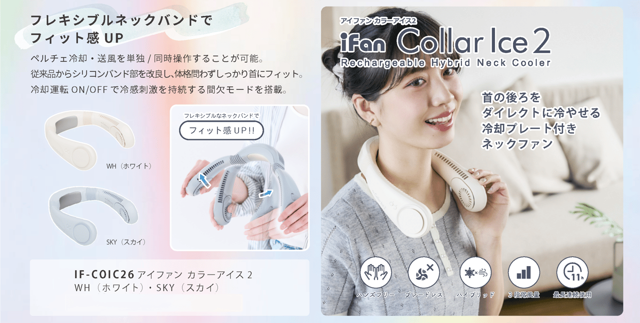 ペルチエ冷却プレート付きパワフルネックファン