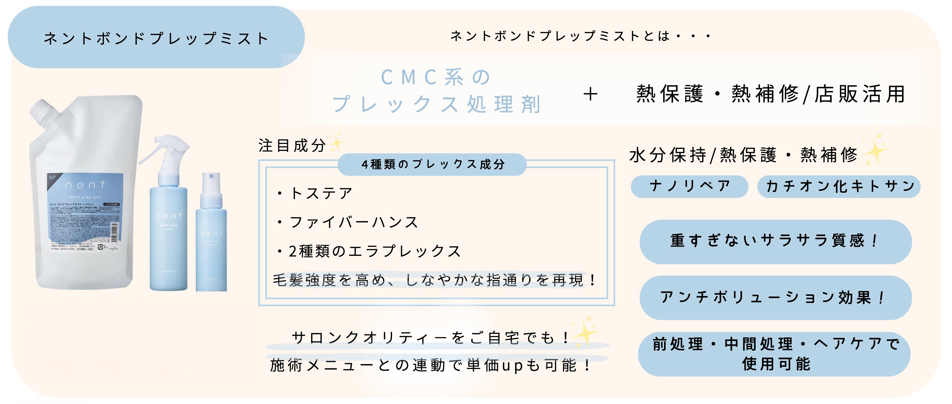 ナプラ ネント ボンドプレップミスト 500mlの業務用通販サイト【b-zone
